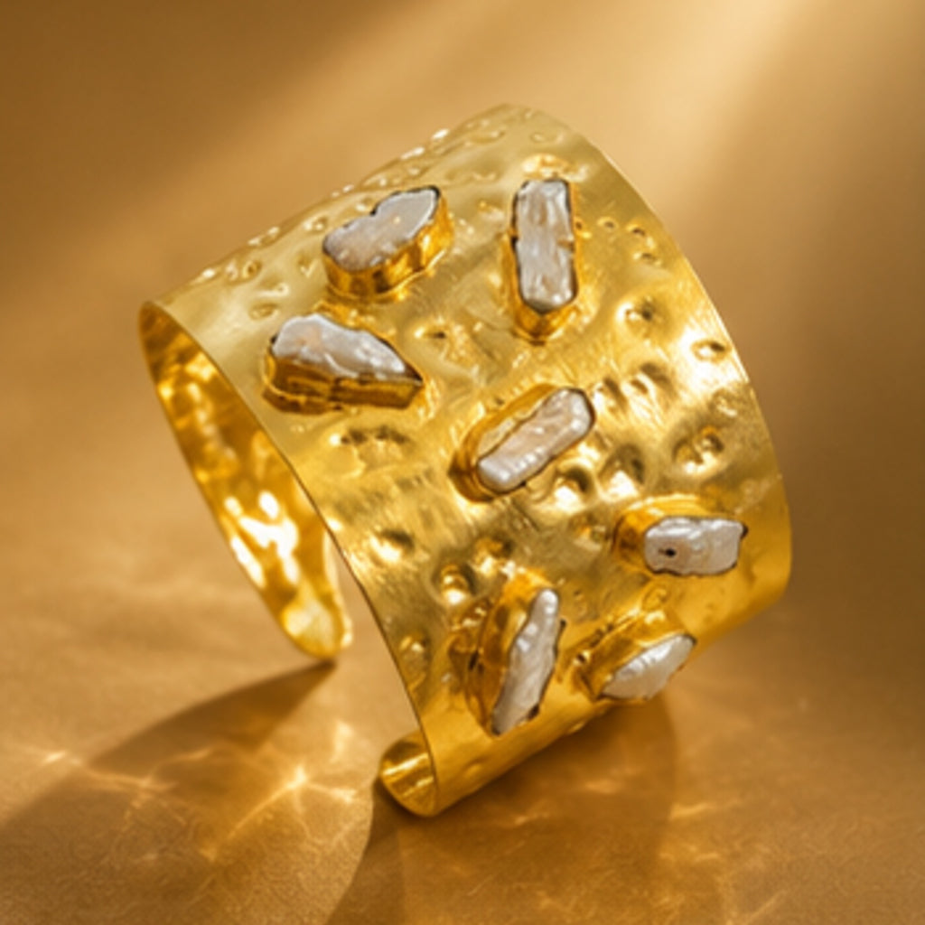 Celestial Crystal Cuff - 18 Kt Gold Pated - Decorated with Precious Stones - Perfect for all occasions - Adjustable and anti tarnish