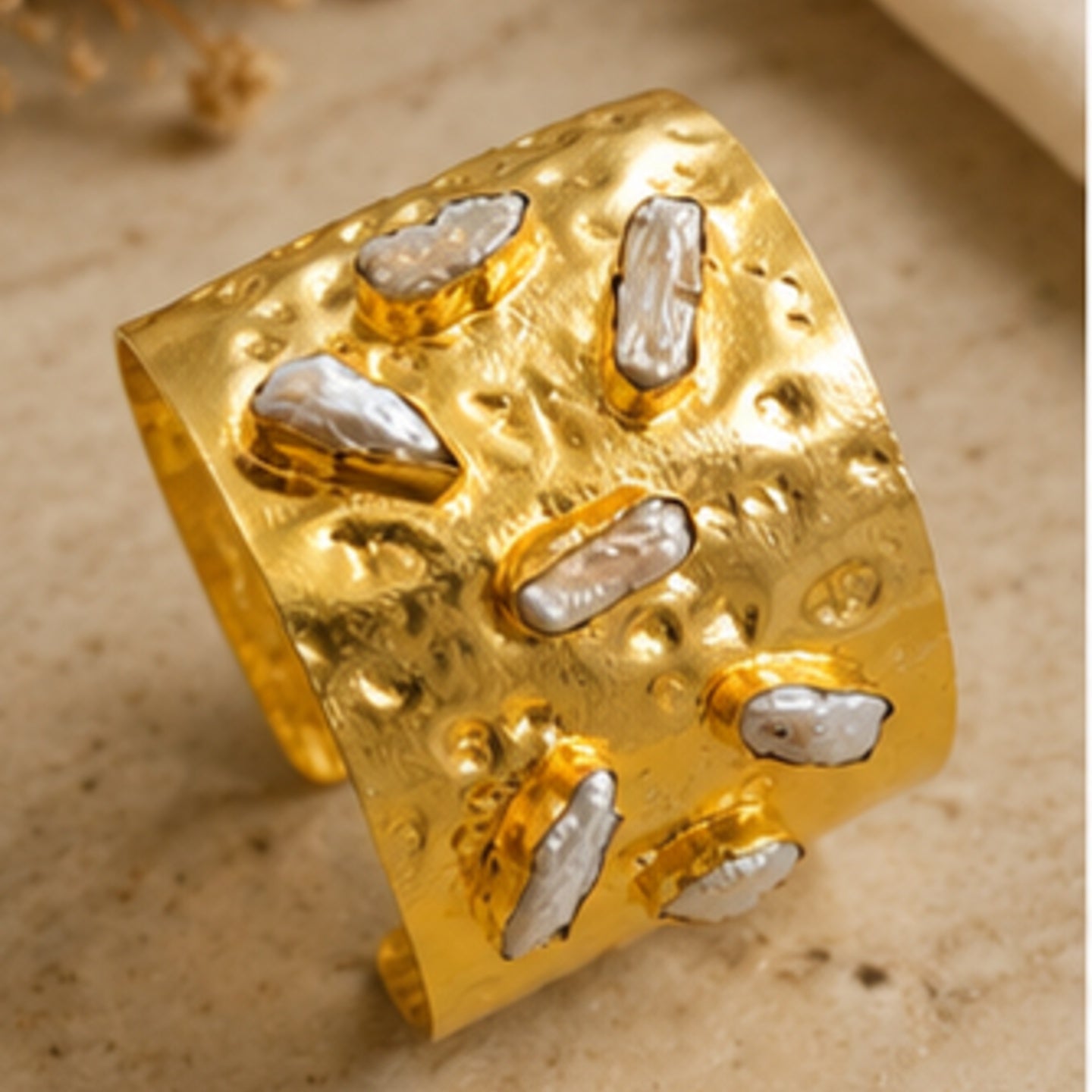 Celestial Crystal Cuff - 18 Kt Gold Pated - Decorated with Precious Stones - Perfect for all occasions - Adjustable and anti tarnish