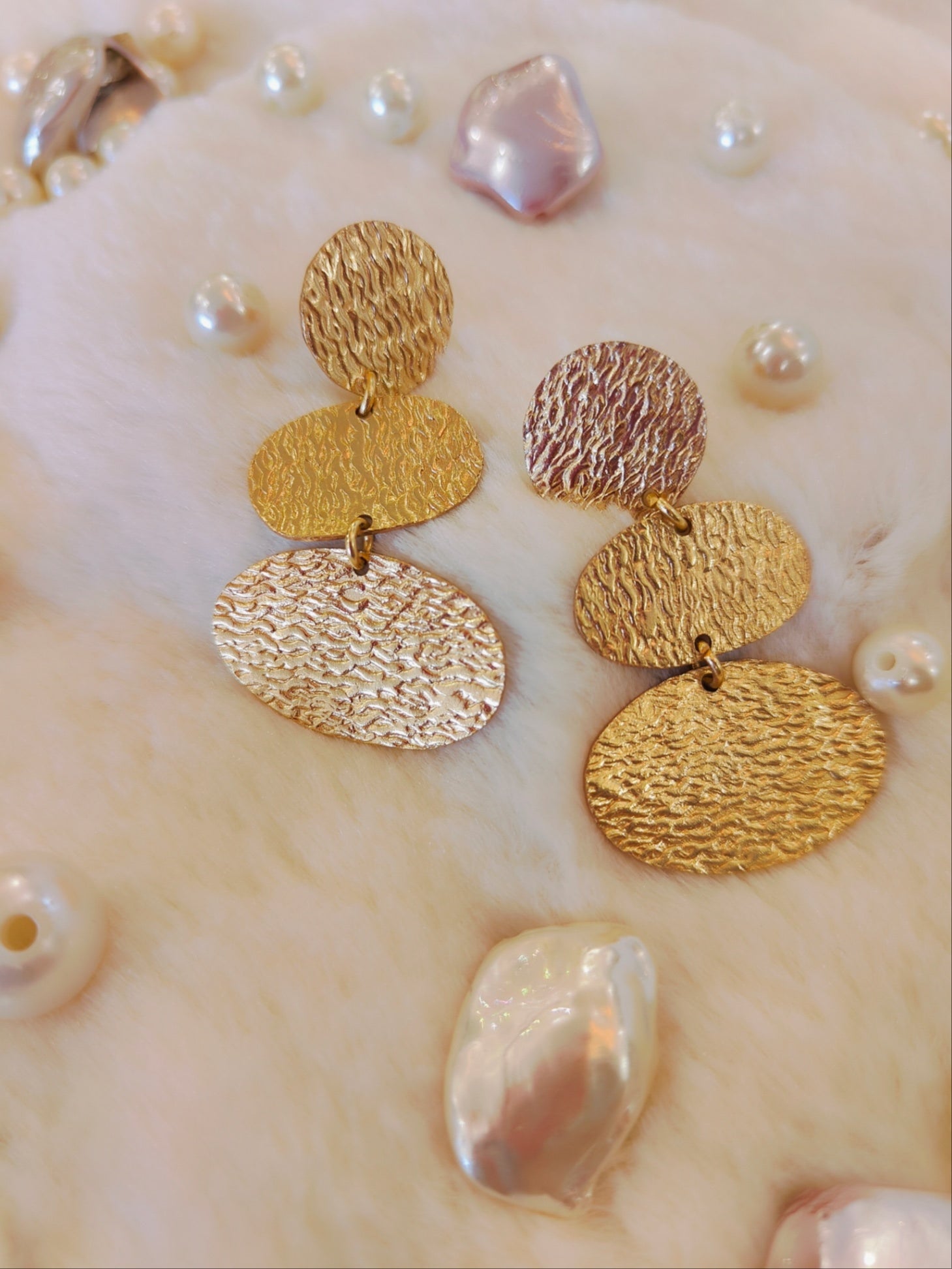 18 Kt Gold Plated gold three layer dangler Semi Precious stone