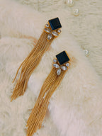 18 Kt Gold Plated Black dangler earring Semi Precious stone