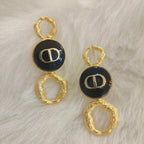 18 Kt Gold Plated black gold earring Black B Semi Precious stone