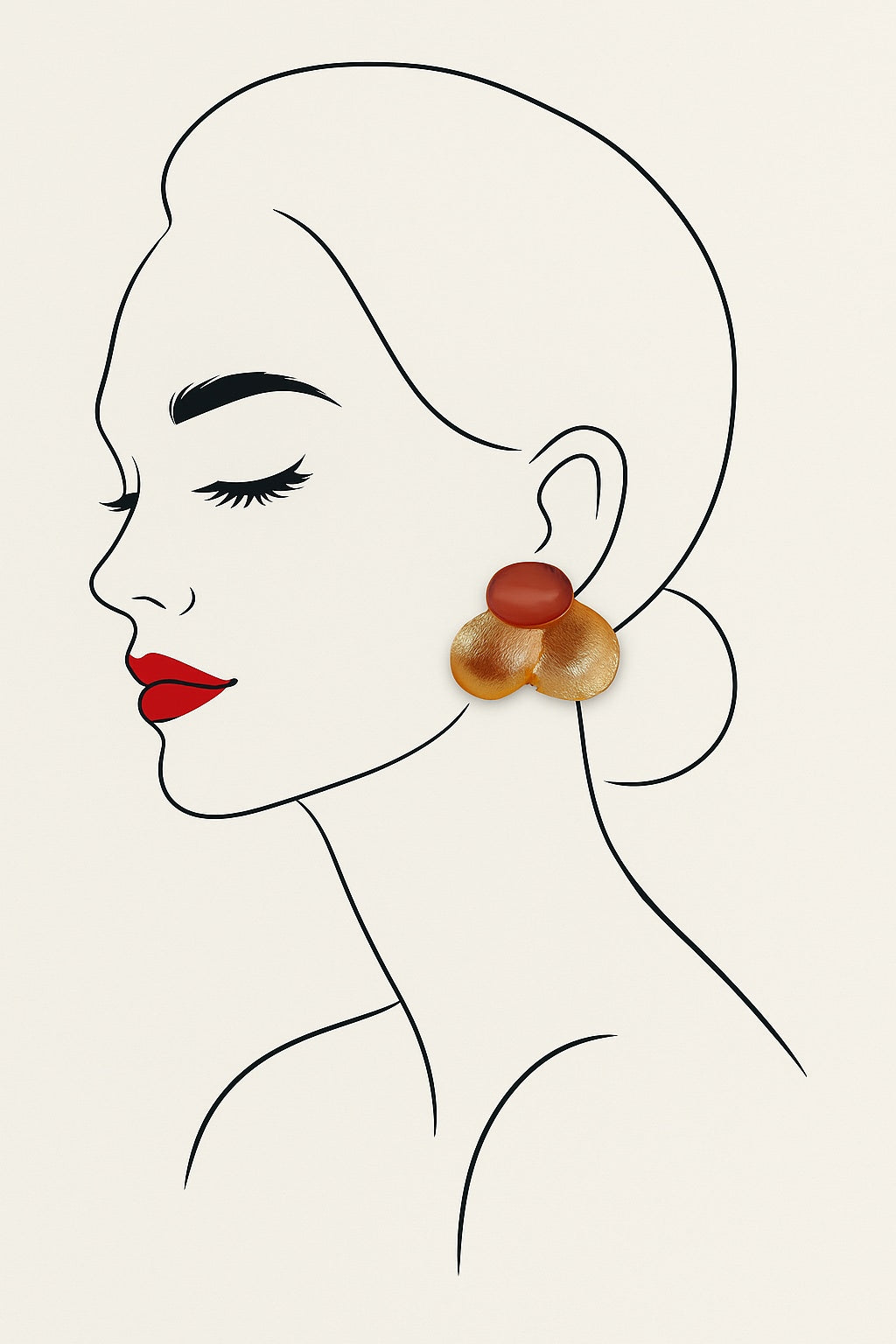 18 Kt Gold Plated Pink gold small earring Semi Precious stone