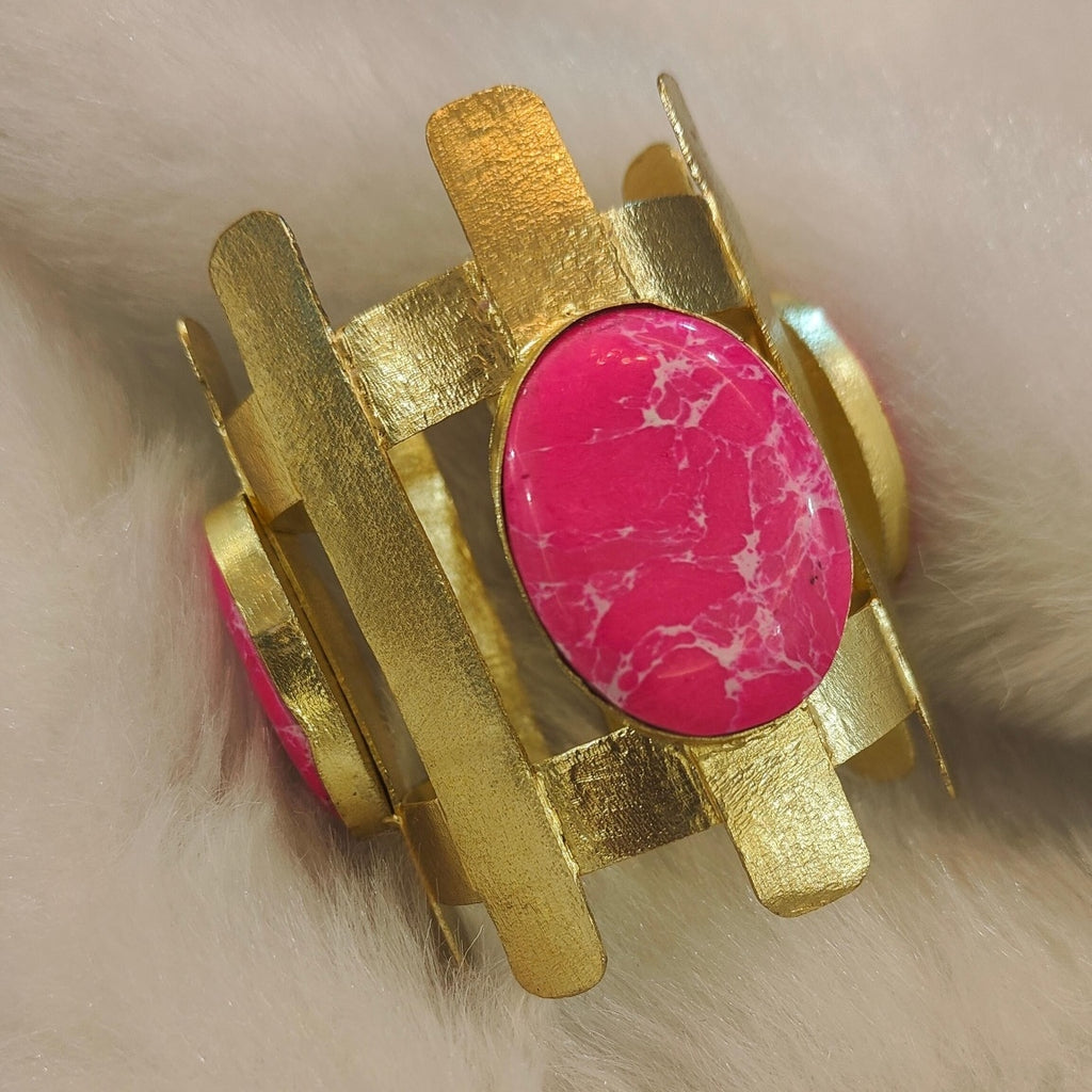 18 Kt Gold Plated Pink Kada Semi Precious stone