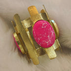 18 Kt Gold Plated Pink Kada Semi Precious stone