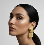 gold three layer earring