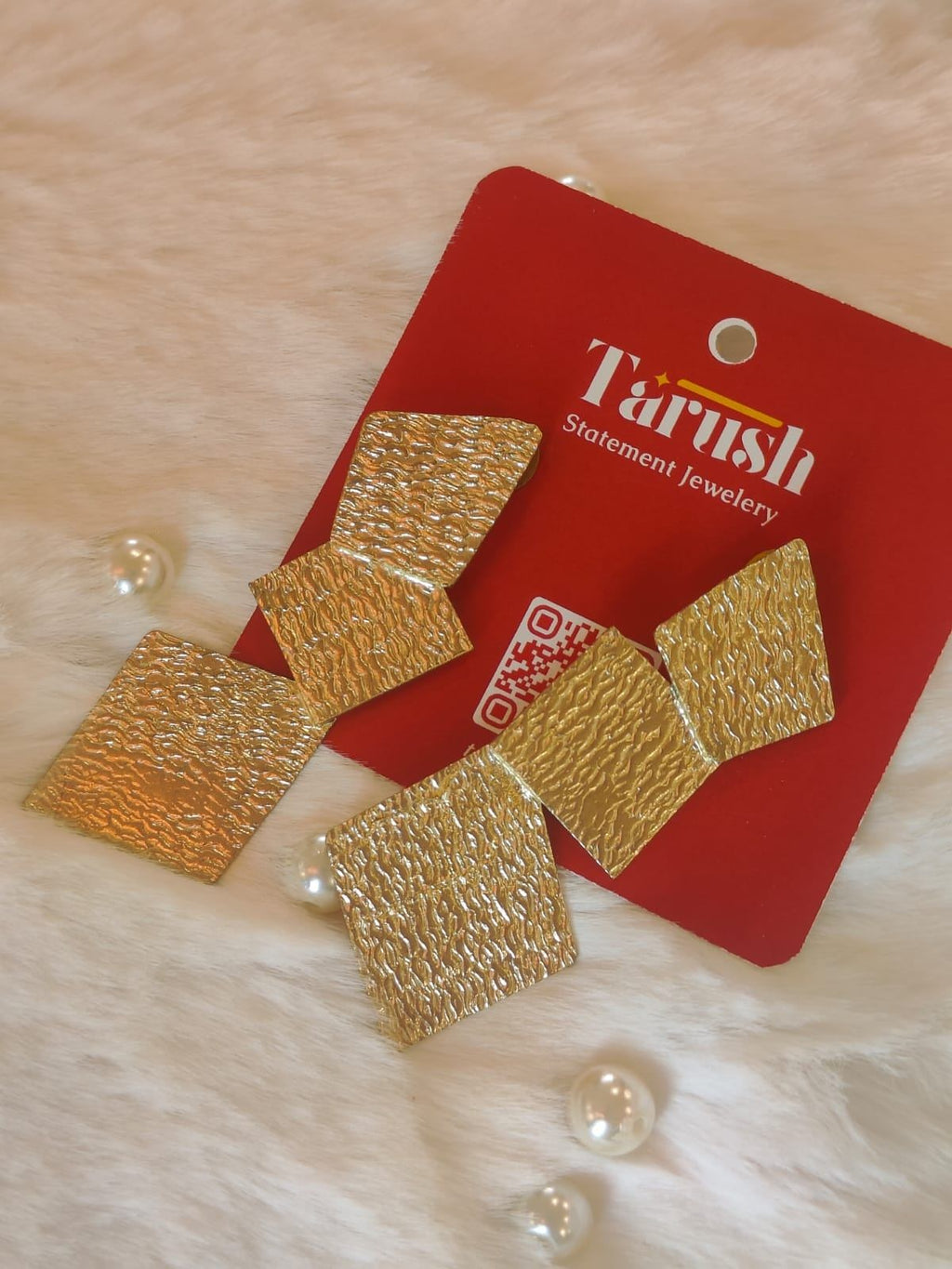 18 Kt Gold Plated, Light, Non-Allergic Brass Earring - Three layer earring - Perfect for your Everyday Look Semi Precious stone