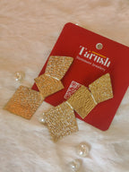 18 Kt Gold Plated, Light, Non-Allergic Brass Earring - Three layer earring - Perfect for your Everyday Look Semi Precious stone
