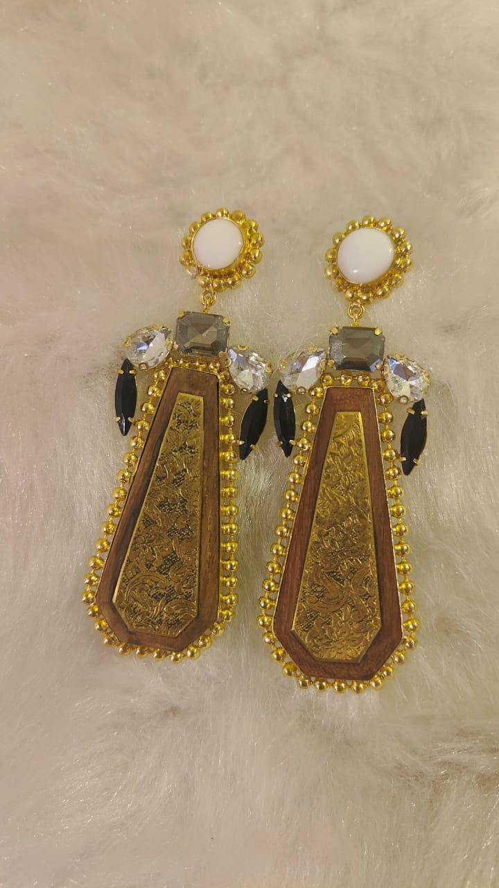 18 Kt Gold Plated Brown earring Semi Precious stone