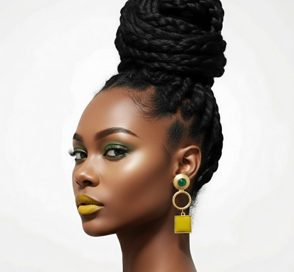 18 Kt Gold Plated neon green earring Semi Precious stone