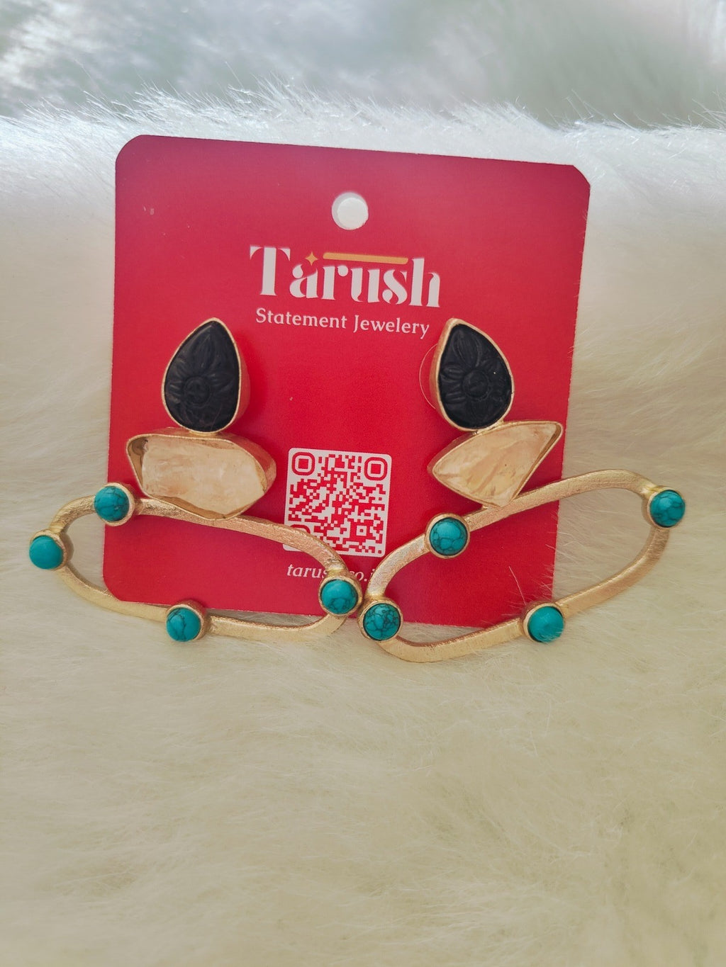18 Kt Gold Plated druzy stone,Turquoise stone earring, A Semi Precious stone