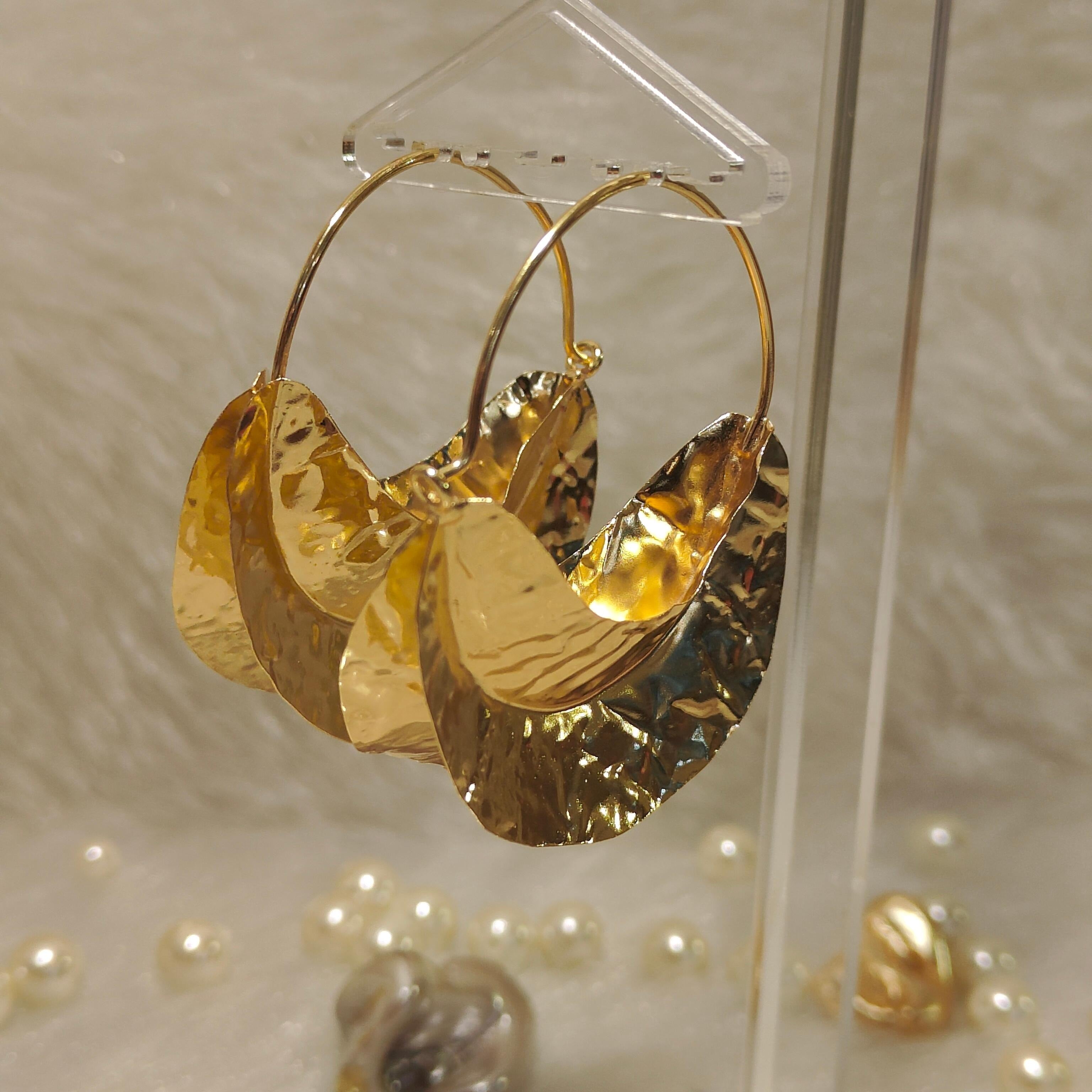 18 Kt Gold Plated hoops gold Semi Precious stone