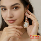 18 Kt Gold Plated Pearl earings Semi Precious stone