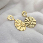 18 Kt Gold Plated Gold round dangler earing Semi Precious stone