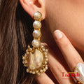 18 Kt Gold Plated Pearl earings Semi Precious stone