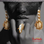 18 Kt Gold Plated Pearl earings with pearl ring Semi Precious stone