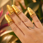 Nails Adjustable Ring made of Brass for that bold look - 10 pc in one set (for 2 hands) 18 Kt Gold Plated Star Shield Fingertip Ring Set for Women
