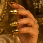 Nails Adjustable Ring made of Brass for that bold look - 10 pc in one set (for 2 hands) 18 Kt Gold Plated Star Shield Fingertip Ring Set for Women