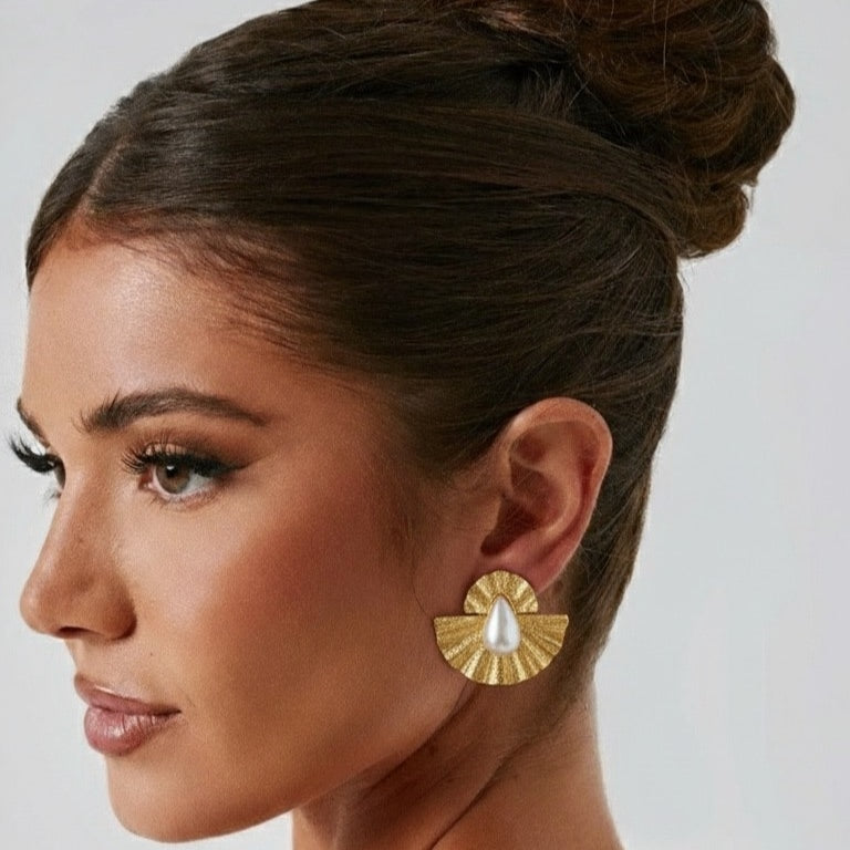 fan white earring