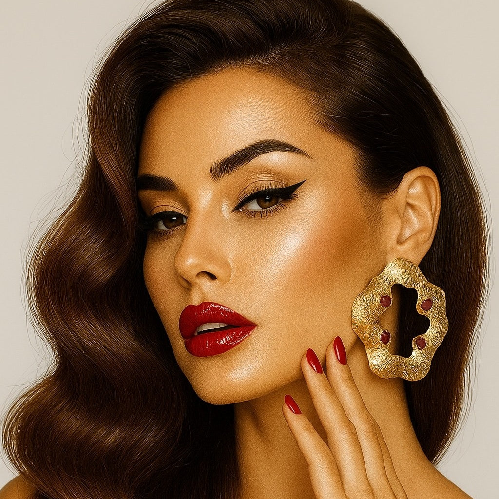 Round flowery earring