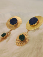 18 Kt Gold Plated Blue Green Druzy earring Semi Precious stone