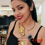 18 Kt Gold Plated Gold Hasli Necklace and earring set - Make a statement the moment you walk in