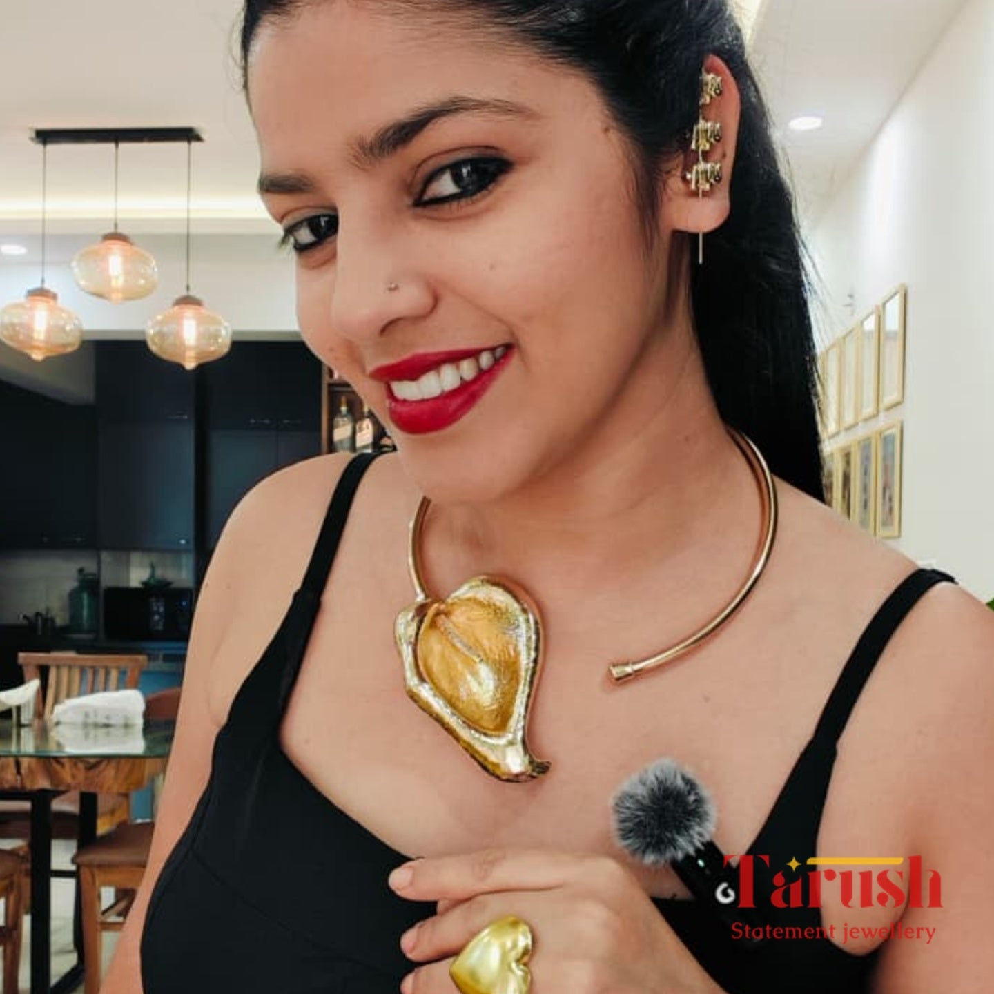 18 Kt Gold Plated Gold Hasli Necklace and earring set - Make a statement the moment you walk in