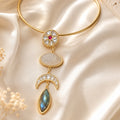 Premium Brass Halsi Necklace - 18 Kt Gold Plated Kundan Royal Statement Hasli for Women