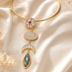 Premium Brass Halsi Necklace - 18 Kt Gold Plated Kundan Royal Statement Hasli for Women