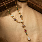 Celestial Cascade Necklace - Multicolour Stones - 18 Kt Gold Plated - decorated with Precious Stones