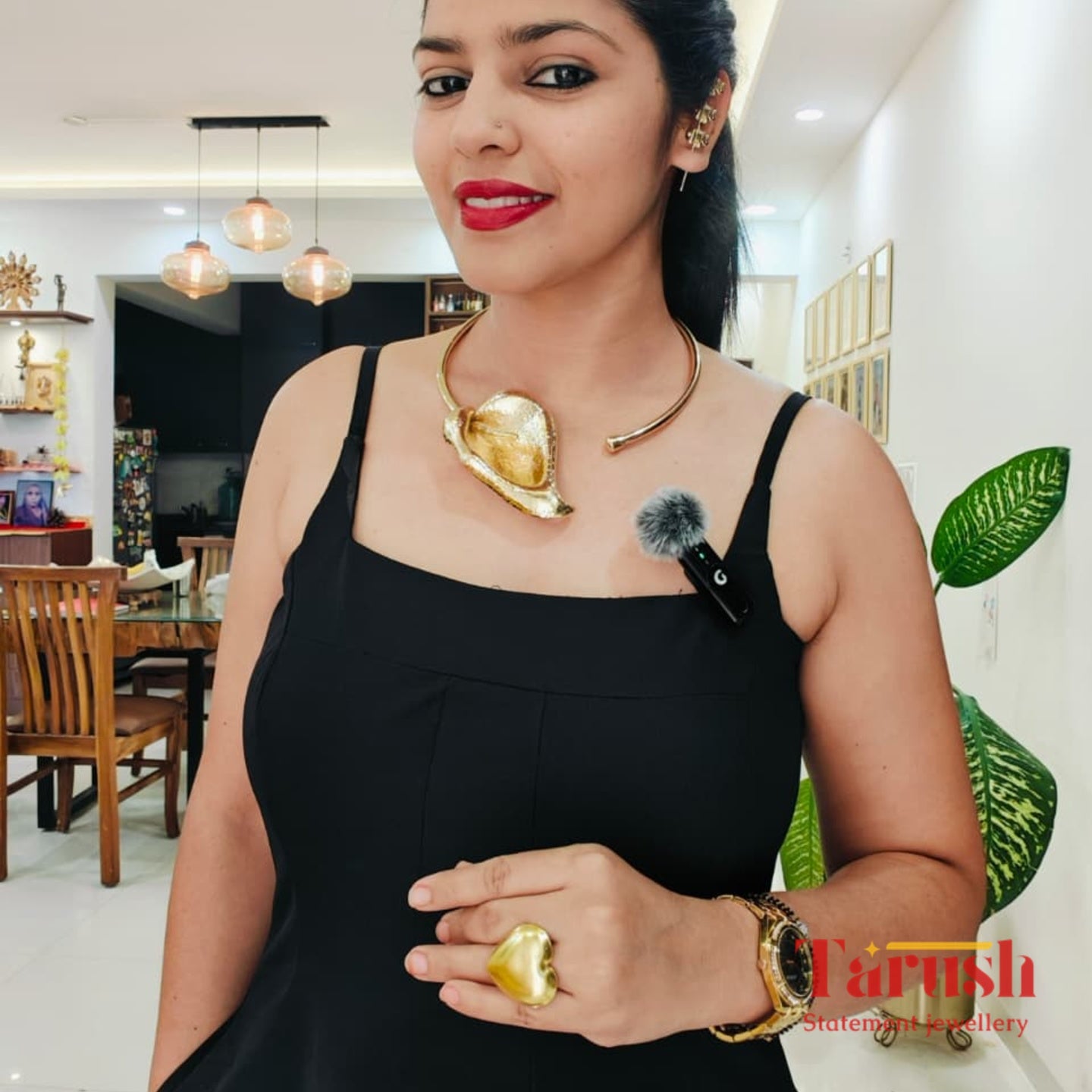 18 Kt Gold Plated Gold Hasli Necklace and earring set - Make a statement the moment you walk in