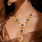 Pachi kundan Royal Necklace and earring set - 18 kt gold plated with - Anti Tarnish - Perfect for royal looks