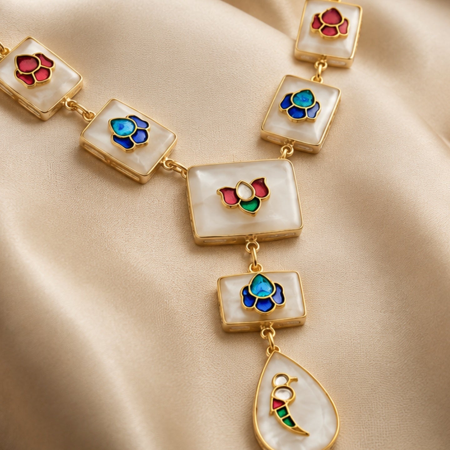 Pachi kundan Royal Necklace and earring set - 18 kt gold plated with - Anti Tarnish - Perfect for royal looks