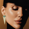 18 Kt Gold Plated blue Turquoise triangle earring Semi Precious stone