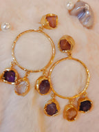 18 Kt Gold Plated Druzy stone danglers Semi Precious stone