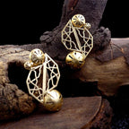 18 Kt Gold Plated Abstract gold earring Semi Precious stone