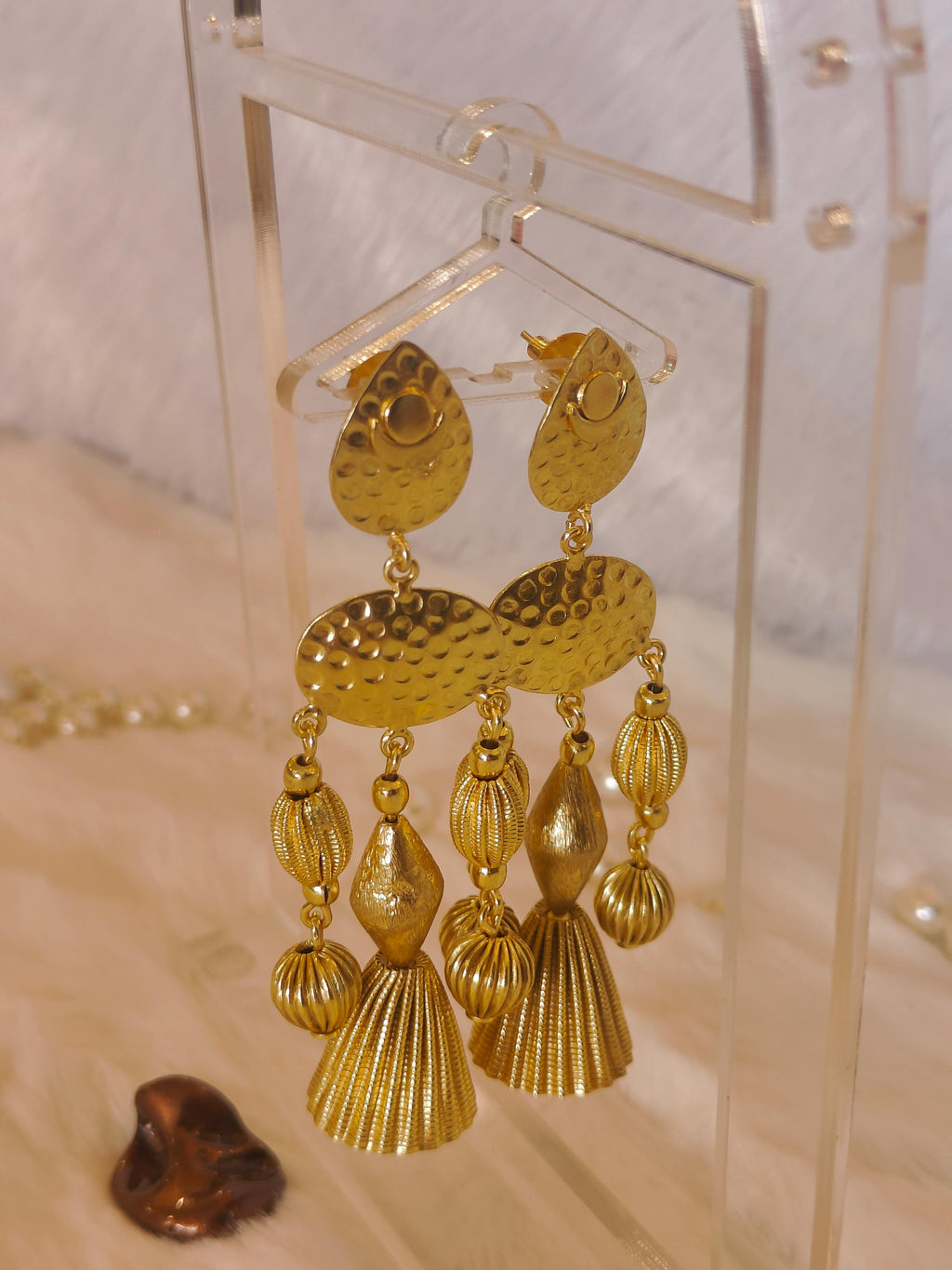 18 Kt Gold Plated Gold jhumka gold Semi Precious stone