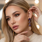 18 Kt Gold Plated Purple druzy earring Semi Precious stone