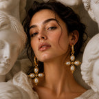 18 Kt Gold Plated Floral Pearl Earrings for Women - 18 kt gold plated anti tarnish - Brass earring - Skin freindly