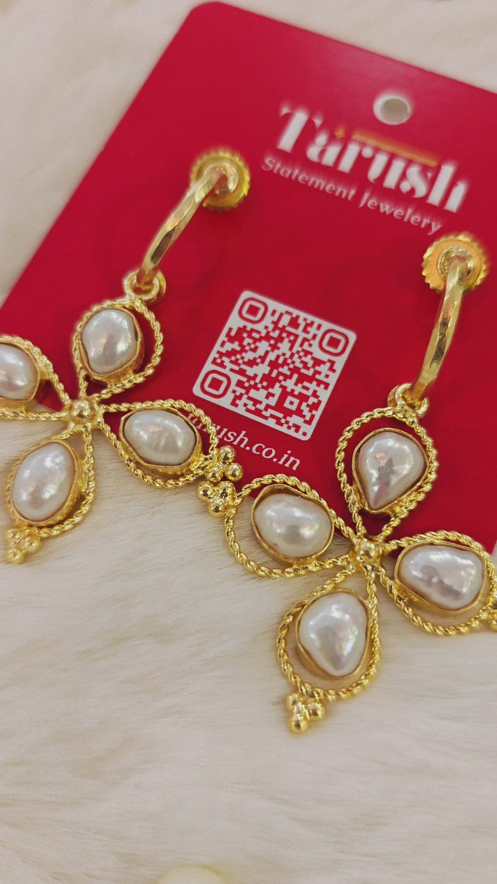18 Kt Gold Plated Floral Pearl Earrings for Women - 18 kt gold plated anti tarnish - Brass earring - Skin freindly