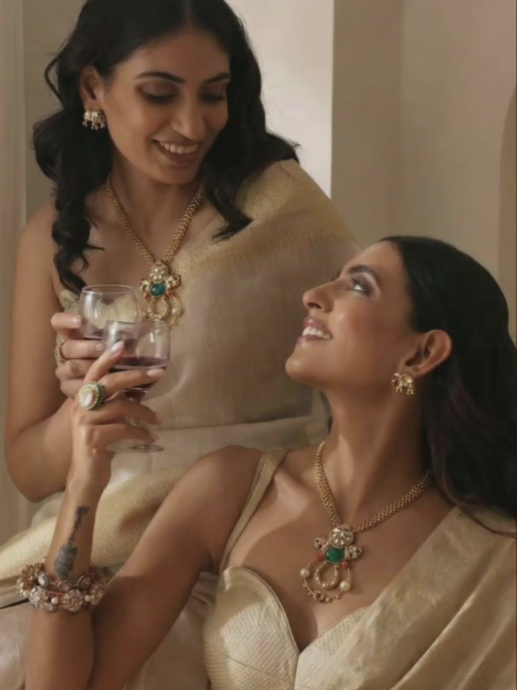 18 Kt Gold Plated Kundan Necklace Semi Precious stone