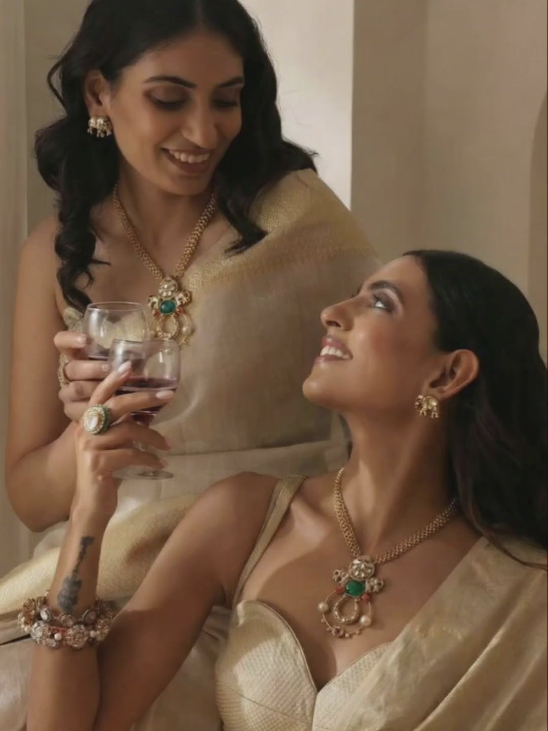 18 Kt Gold Plated Kundan Necklace Semi Precious stone