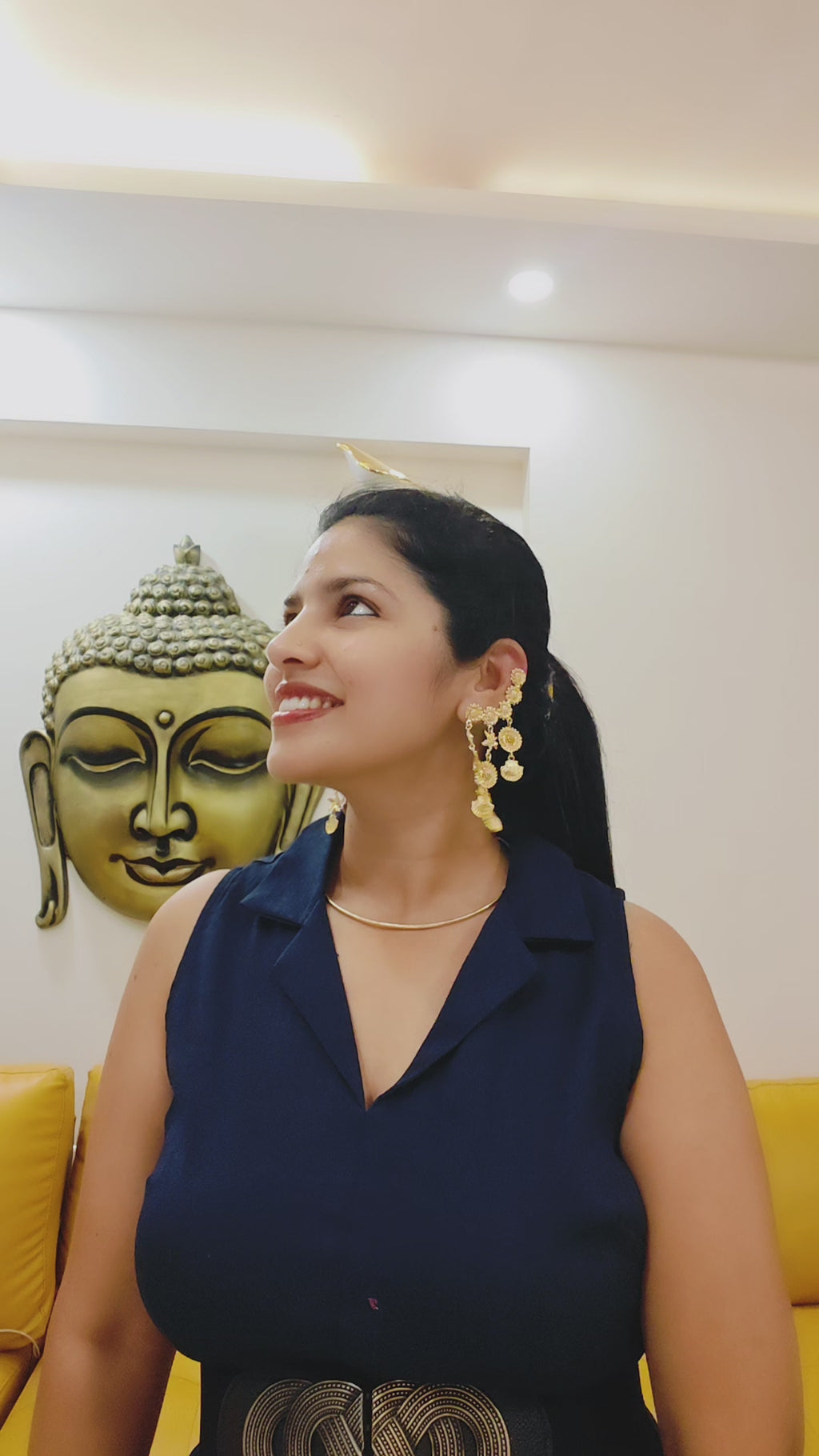 The Mashooka Earrings - 18 Kt Gold Plated Light weight - Dangling Ear Cuffs - Look Fabulous Everyday
