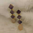18 Kt Gold Plated Purple druzy earring Semi Precious stone