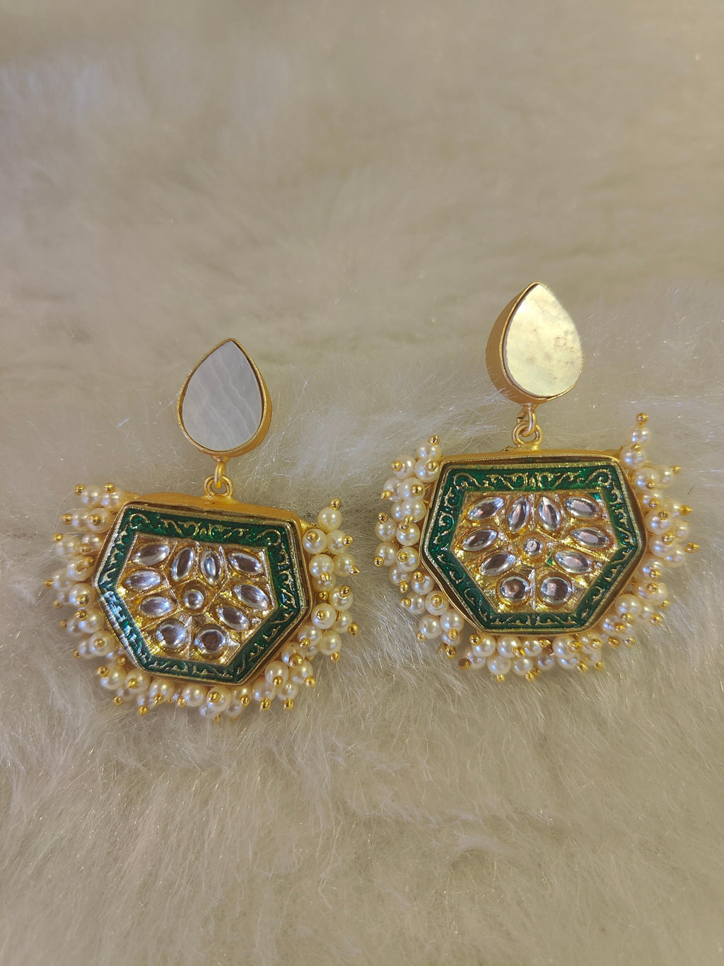 Green Meenakari earring