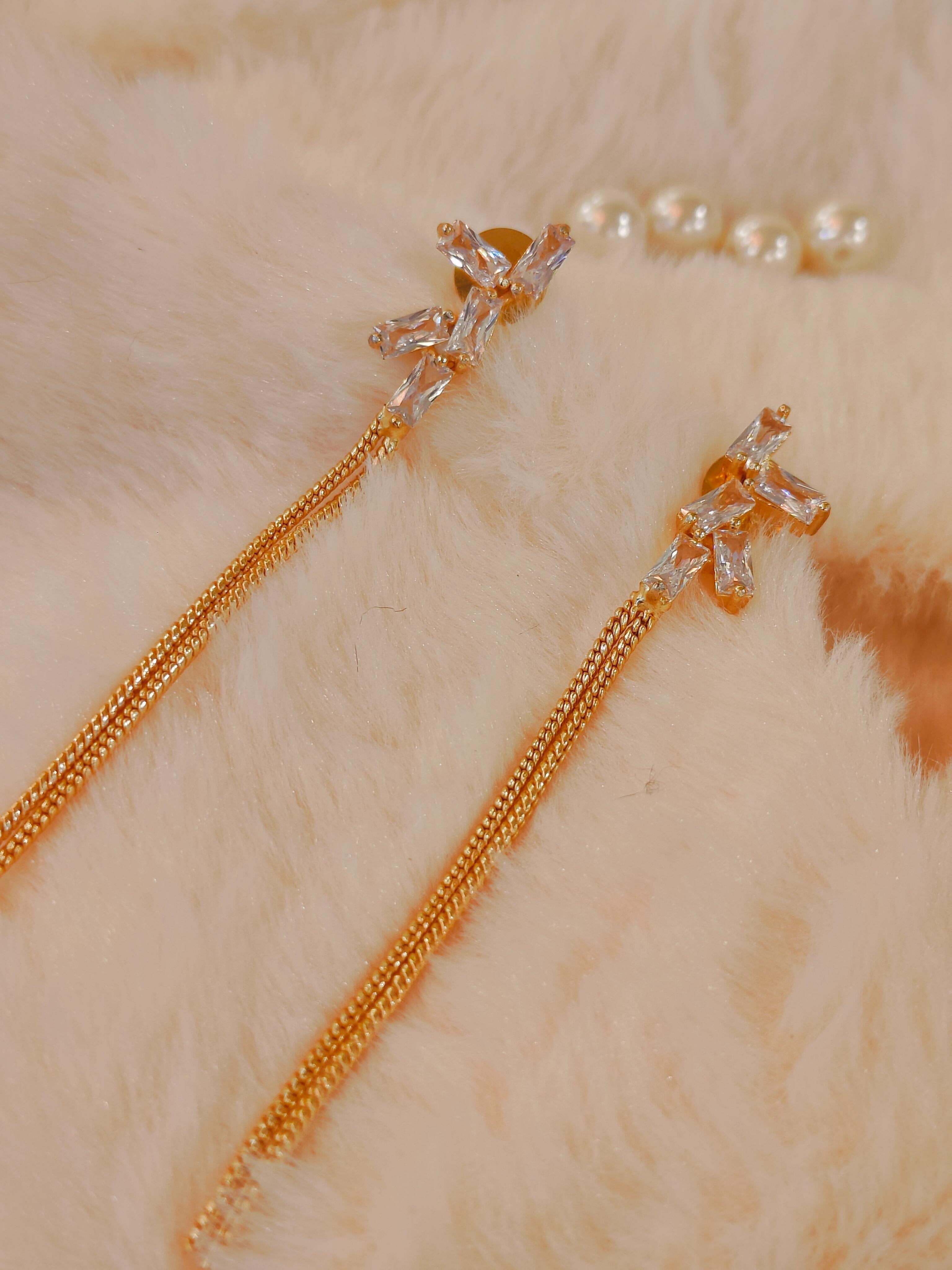 18 Kt Gold Plated White zircon dangler Semi Precious stone