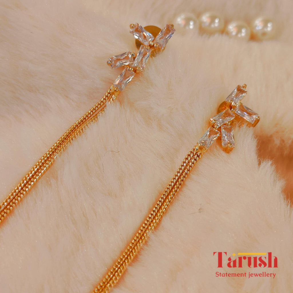 18 Kt Gold Plated White zircon dangler Semi Precious stone