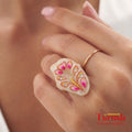 18 Kt Gold Plated Ranjor ring Tanjor ring , White , Pink Semi Precious stone