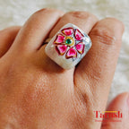 18 Kt Gold Plated Ranjor ring pink Semi Precious stone