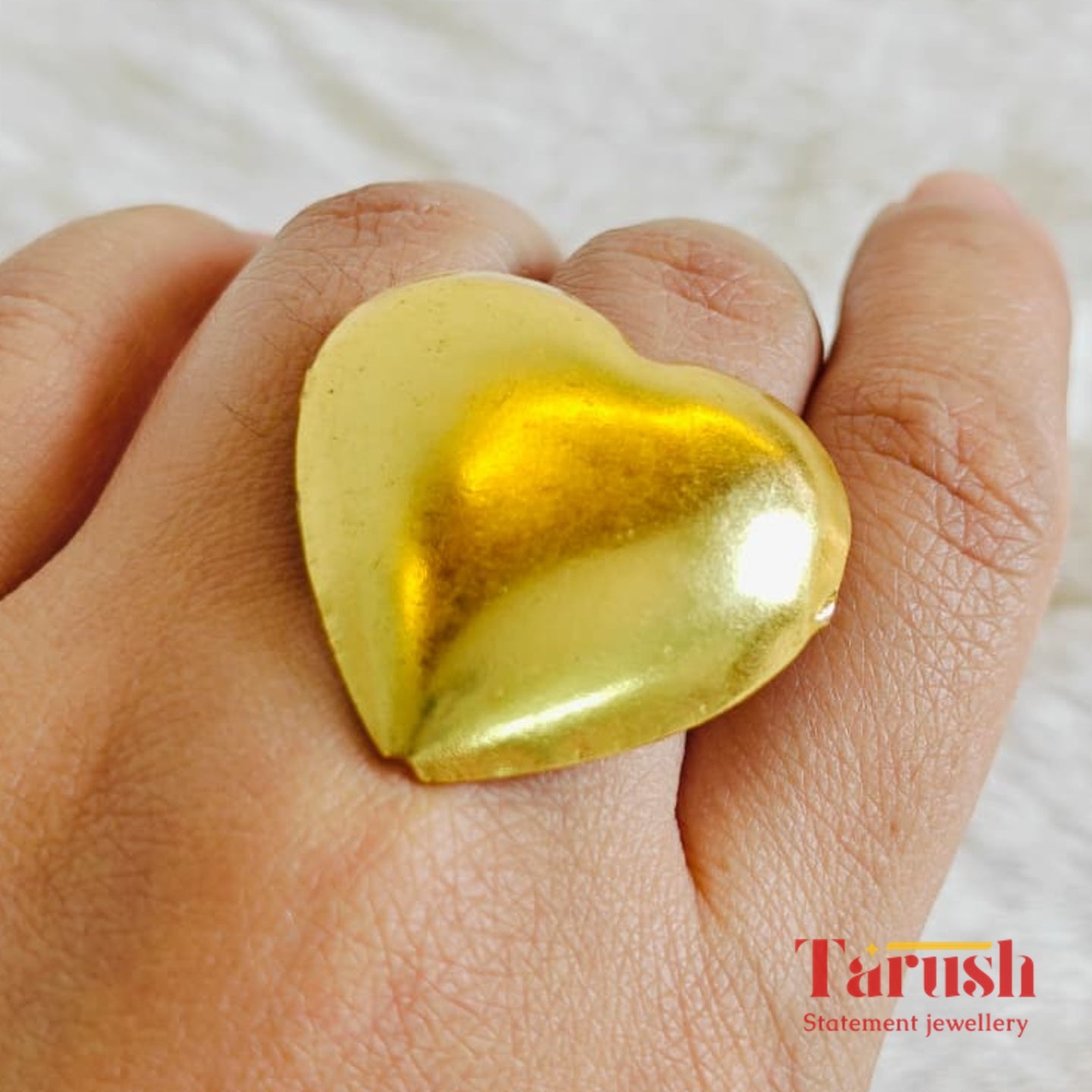 18 Kt Gold Plated Heart ring Semi Precious stone