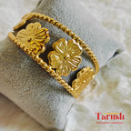 18 Kt Gold Plated Flower Kada Semi Precious stone